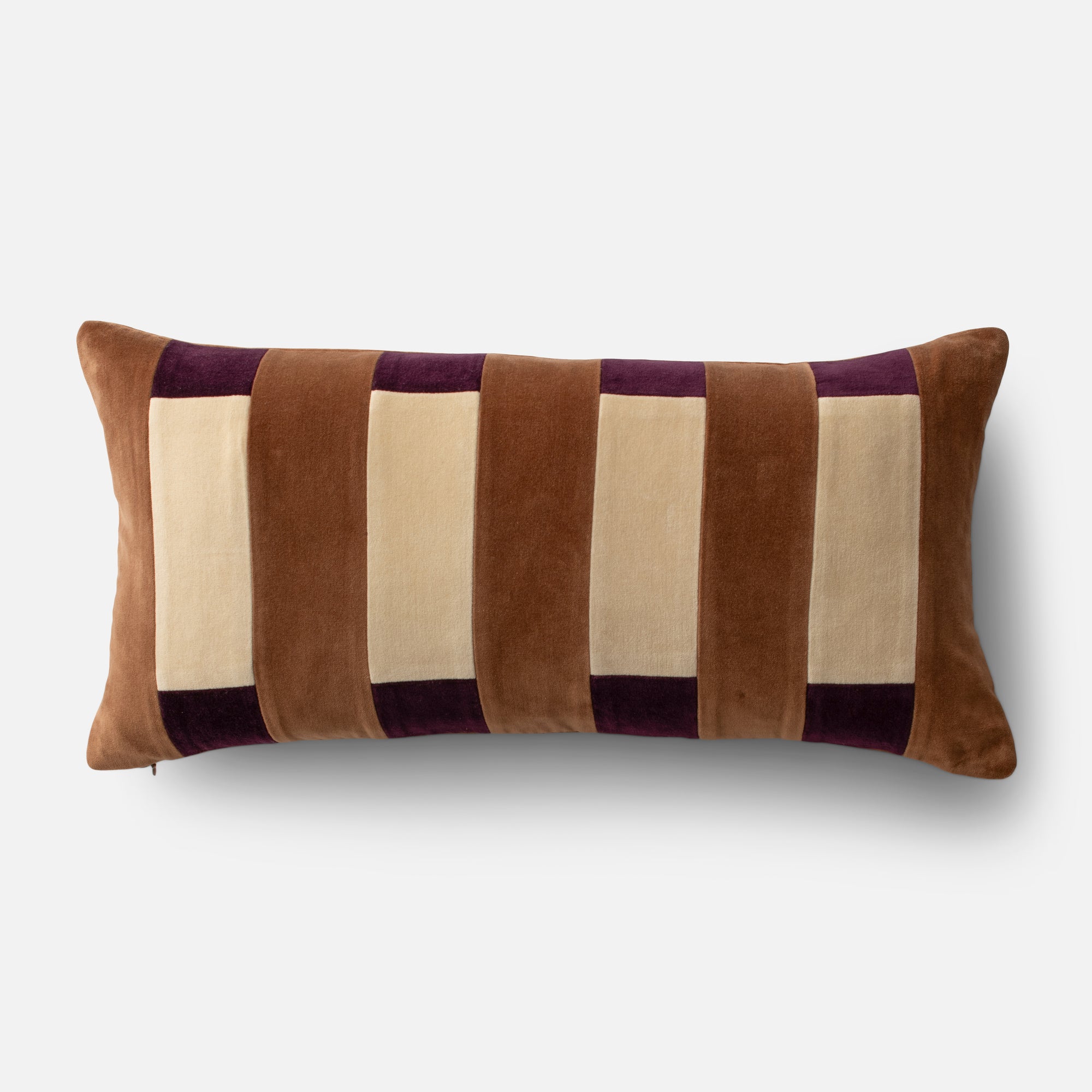 Pieced Velvet Pillow Cover in cobalt and cream